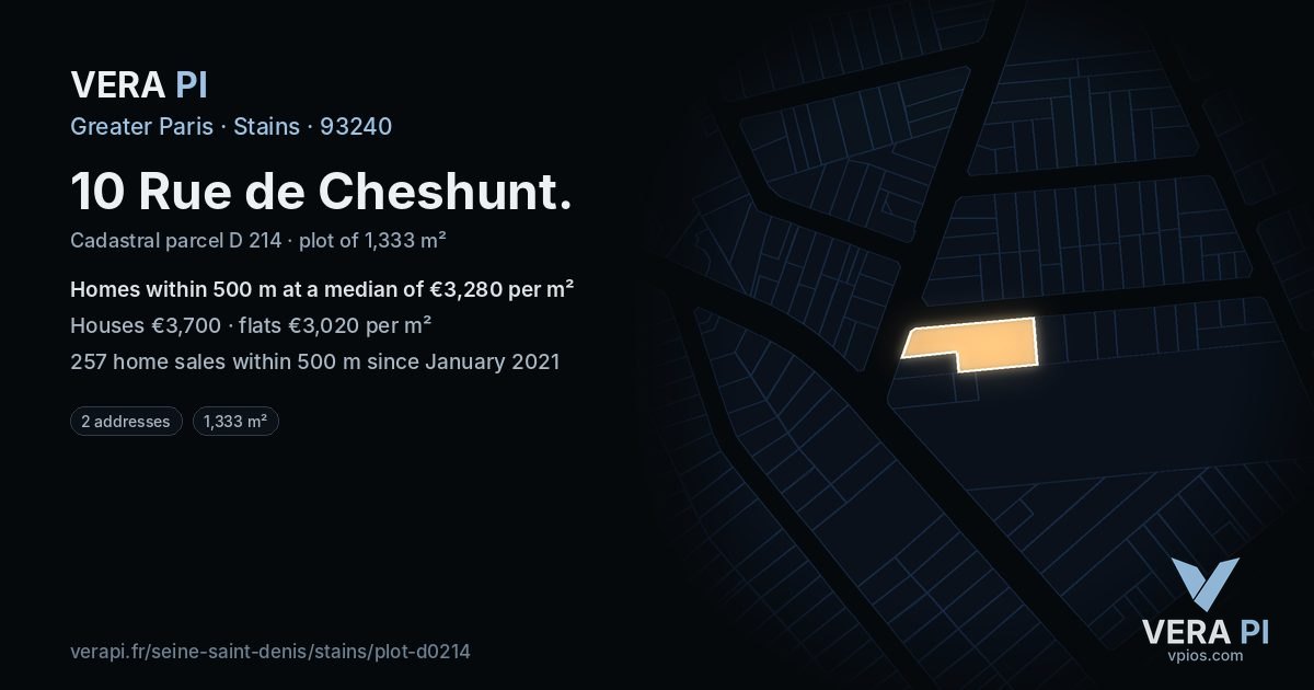 10 Rue de Cheshunt, Stains at night – the plot lit, the parcels around coloured by the prices near them