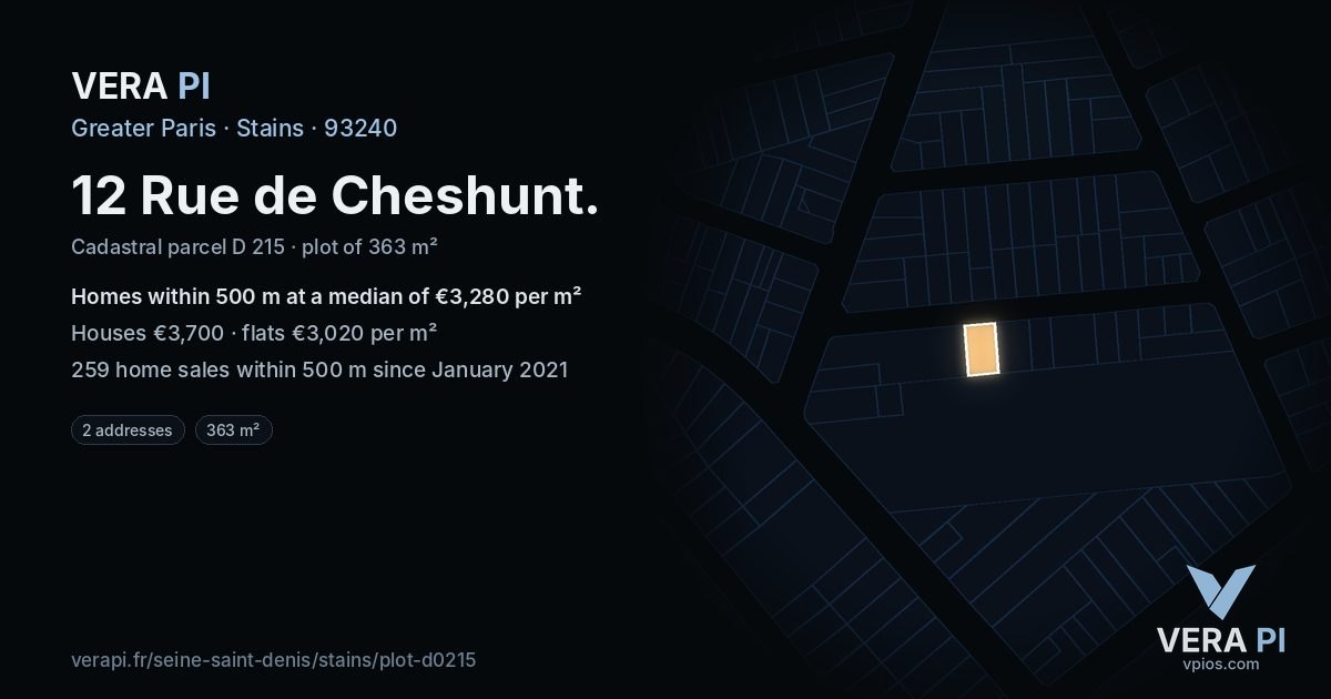 12 Rue de Cheshunt, Stains at night – the plot lit, the parcels around coloured by the prices near them