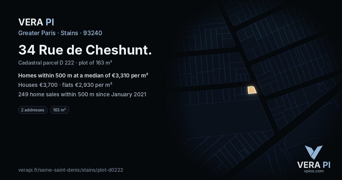 34 Rue de Cheshunt, Stains at night – the plot lit, the parcels around coloured by the prices near them