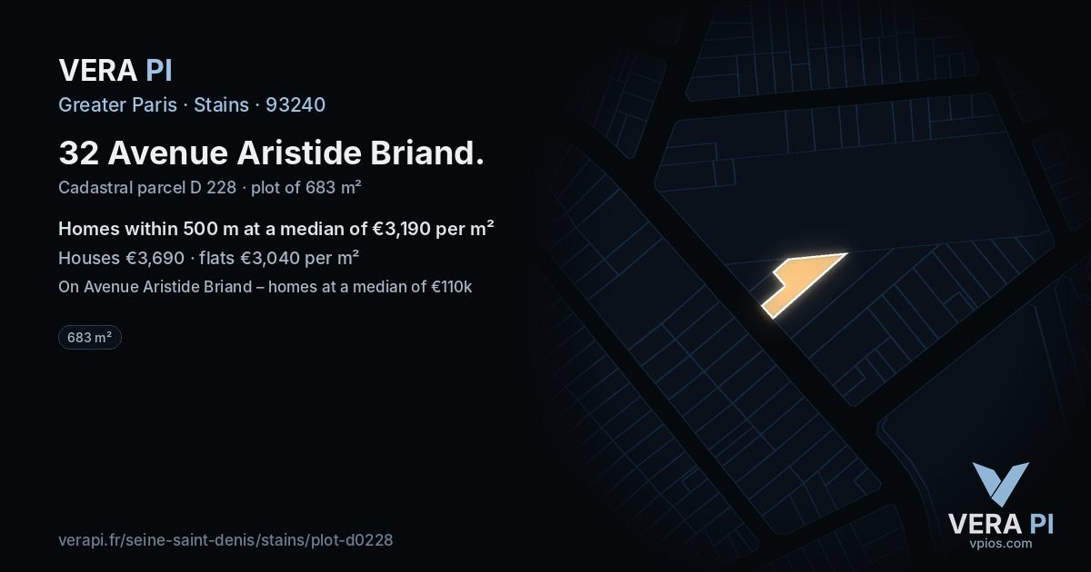 32 Avenue Aristide Briand, Stains at night – the plot lit, the parcels around coloured by the prices near them