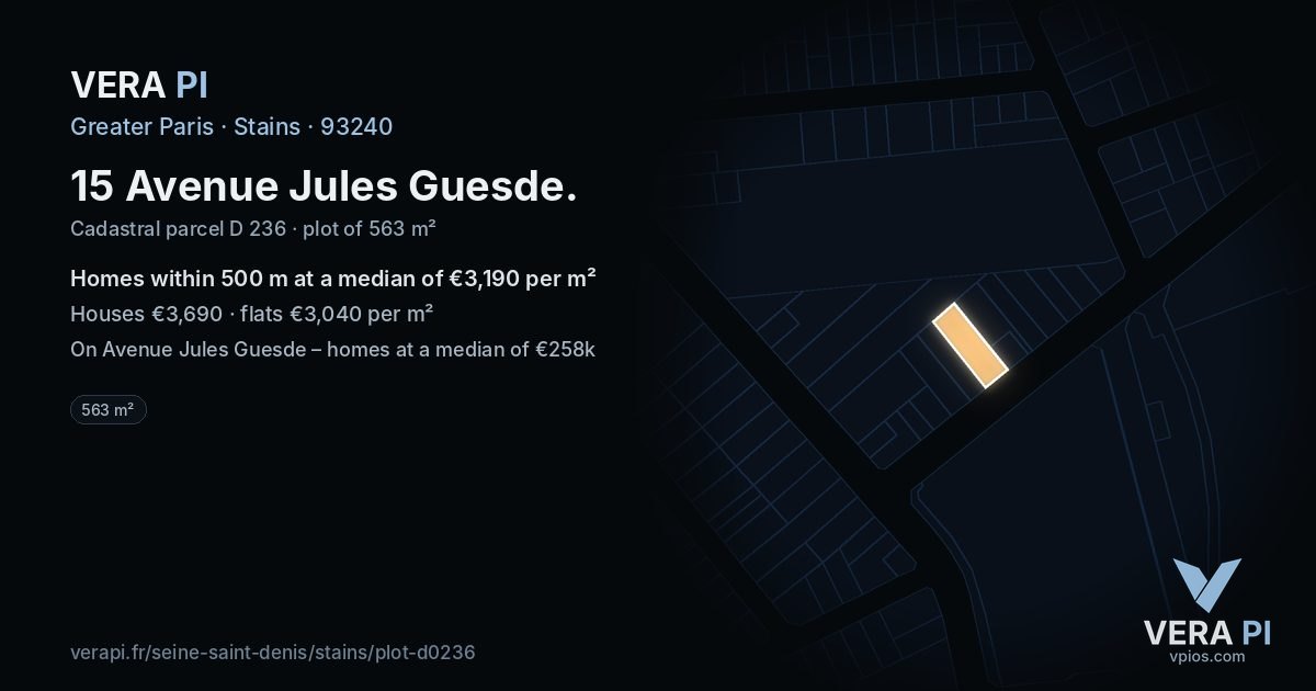 15 Avenue Jules Guesde, Stains at night – the plot lit, the parcels around coloured by the prices near them