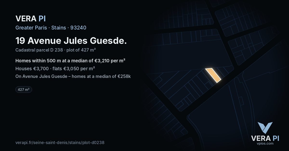19 Avenue Jules Guesde, Stains at night – the plot lit, the parcels around coloured by the prices near them