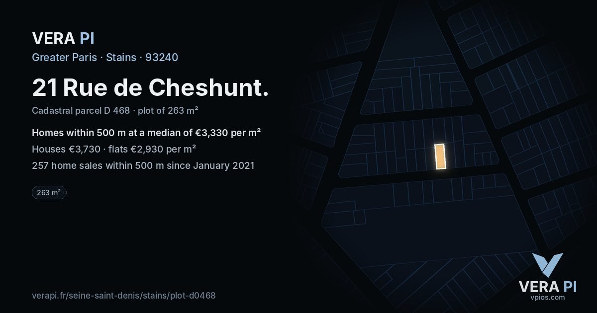 21 Rue de Cheshunt, Stains at night – the plot lit, the parcels around coloured by the prices near them