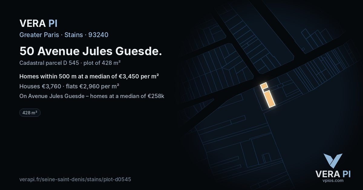 50 Avenue Jules Guesde, Stains at night – the plot lit, the parcels around coloured by the prices near them