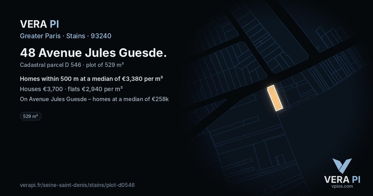 48 Avenue Jules Guesde, Stains at night – the plot lit, the parcels around coloured by the prices near them