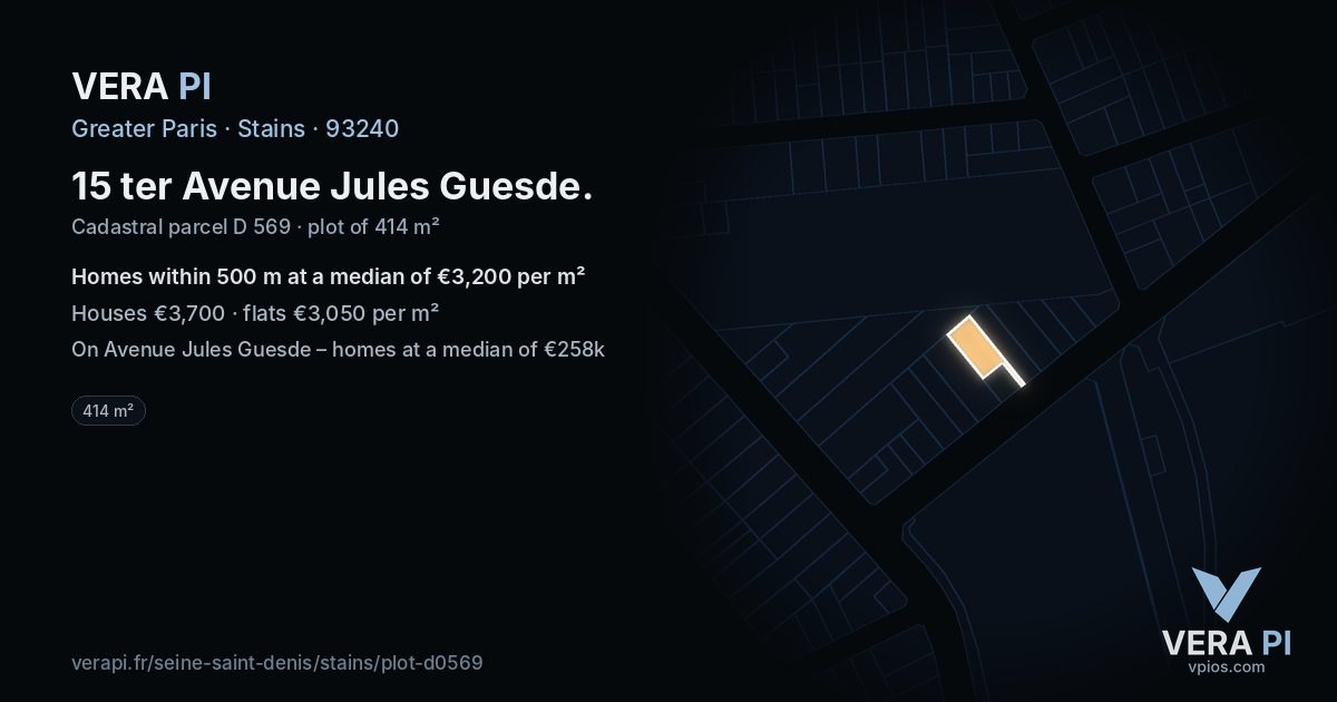 15 ter Avenue Jules Guesde, Stains at night – the plot lit, the parcels around coloured by the prices near them
