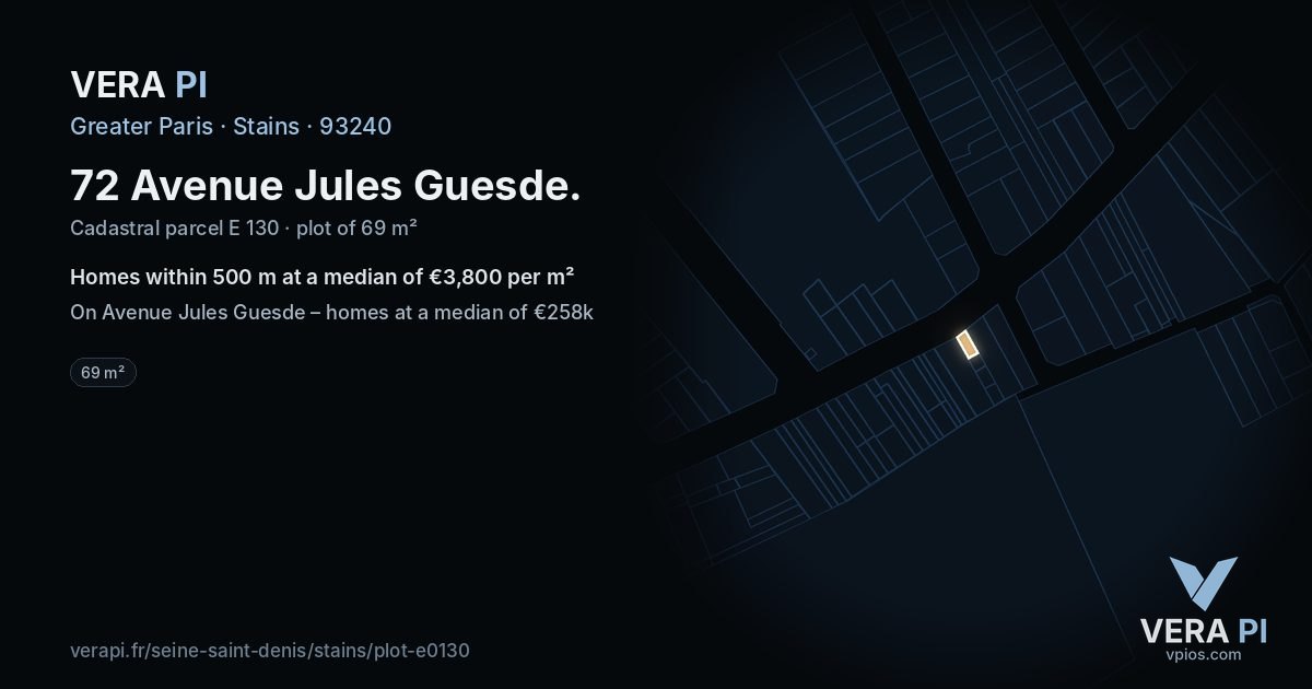 72 Avenue Jules Guesde, Stains at night – the plot lit, the parcels around coloured by the prices near them