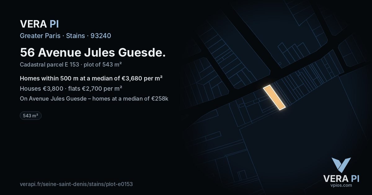 56 Avenue Jules Guesde, Stains at night – the plot lit, the parcels around coloured by the prices near them