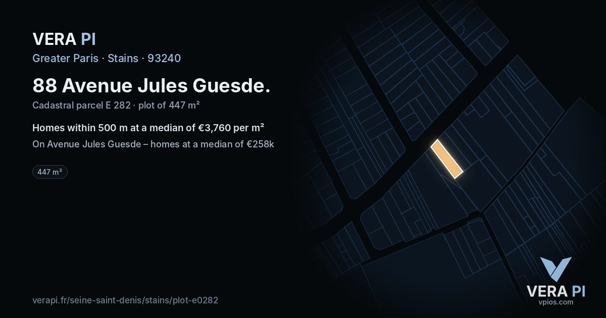 88 Avenue Jules Guesde, Stains at night – the plot lit, the parcels around coloured by the prices near them