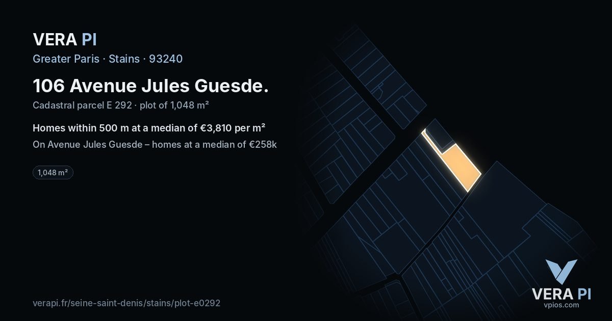106 Avenue Jules Guesde, Stains at night – the plot lit, the parcels around coloured by the prices near them