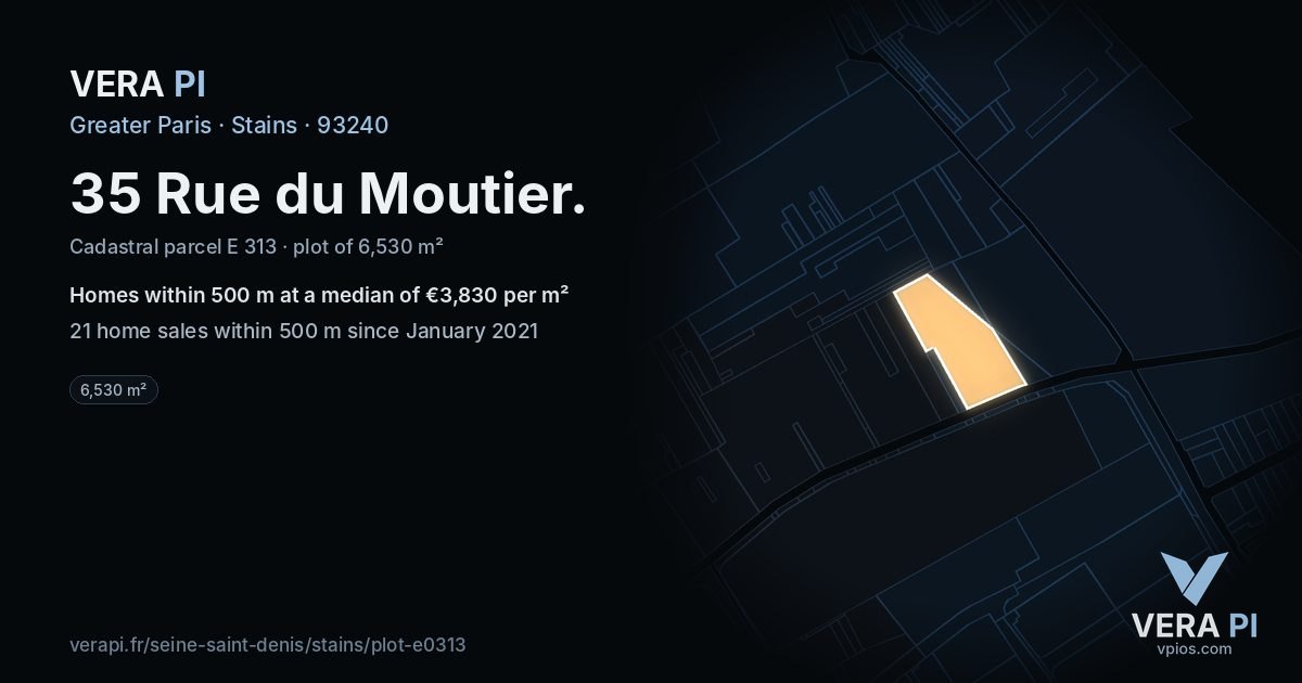 35 Rue du Moutier, Stains at night – the plot lit, the parcels around coloured by the prices near them
