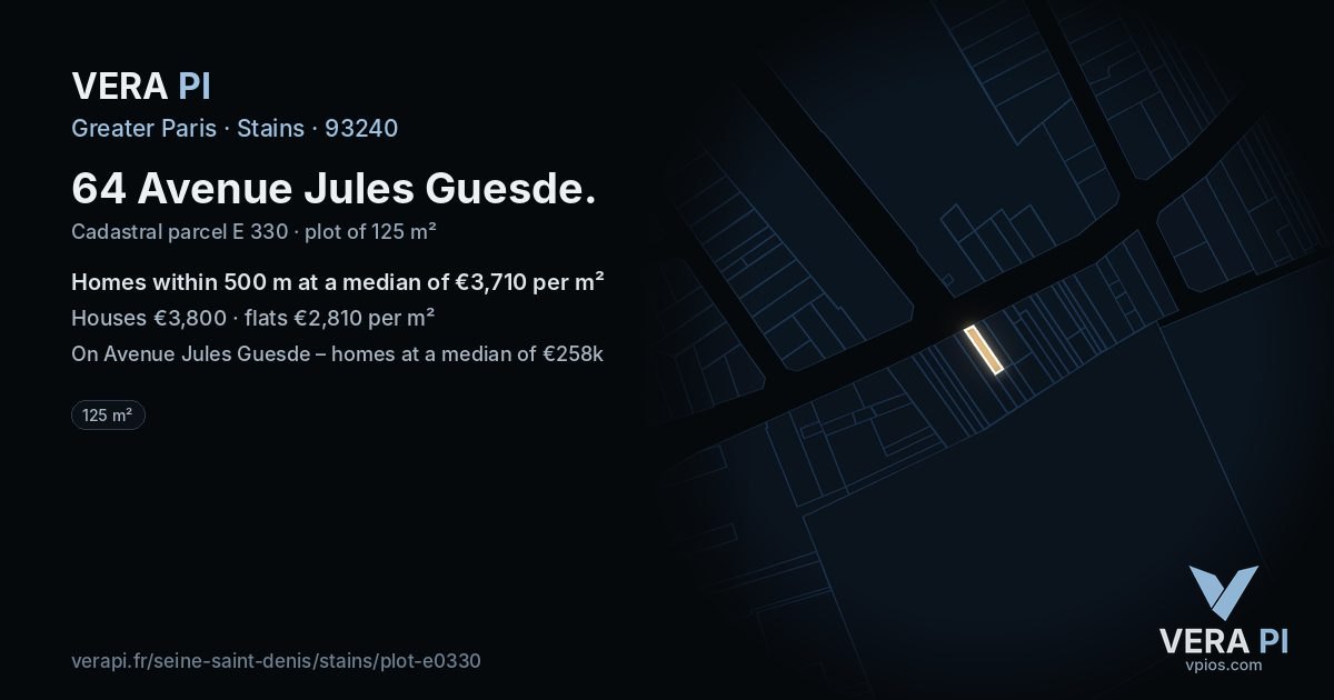 64 Avenue Jules Guesde, Stains at night – the plot lit, the parcels around coloured by the prices near them