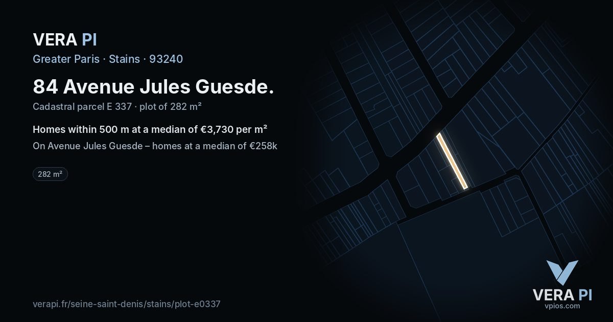 84 Avenue Jules Guesde, Stains at night – the plot lit, the parcels around coloured by the prices near them