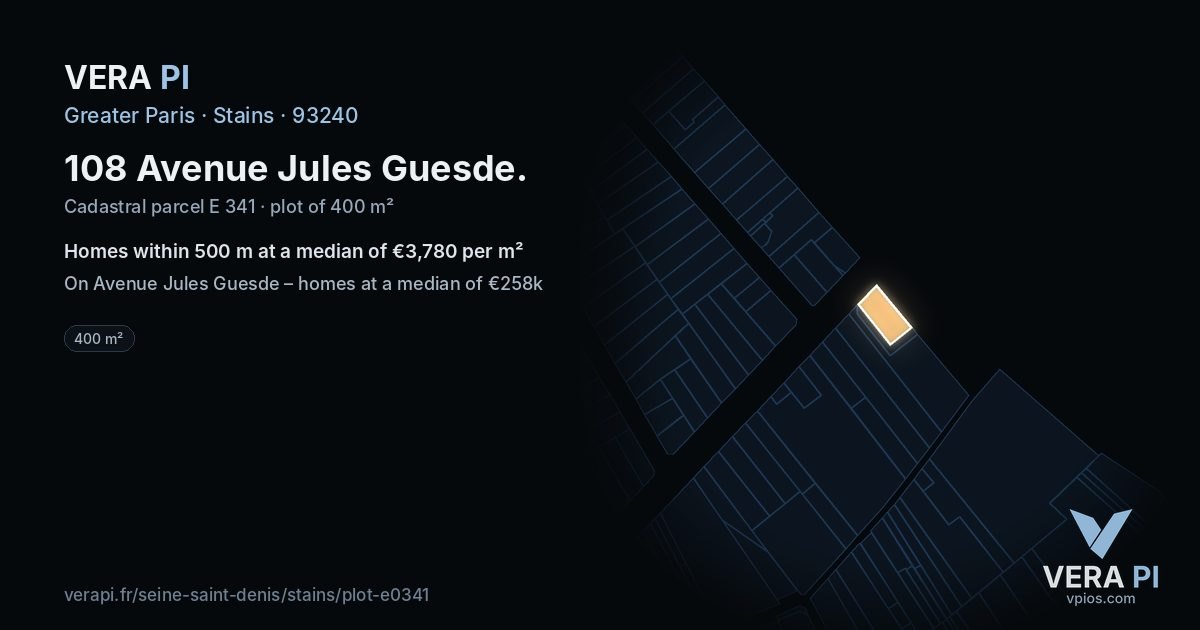 108 Avenue Jules Guesde, Stains at night – the plot lit, the parcels around coloured by the prices near them