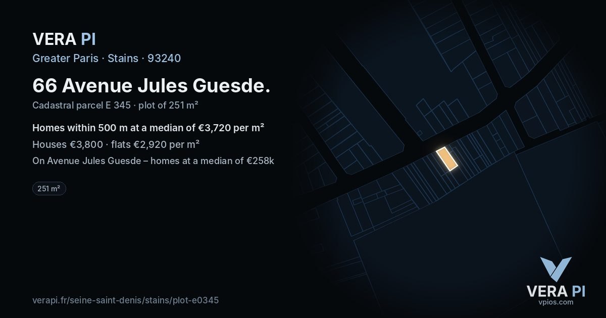 66 Avenue Jules Guesde, Stains at night – the plot lit, the parcels around coloured by the prices near them