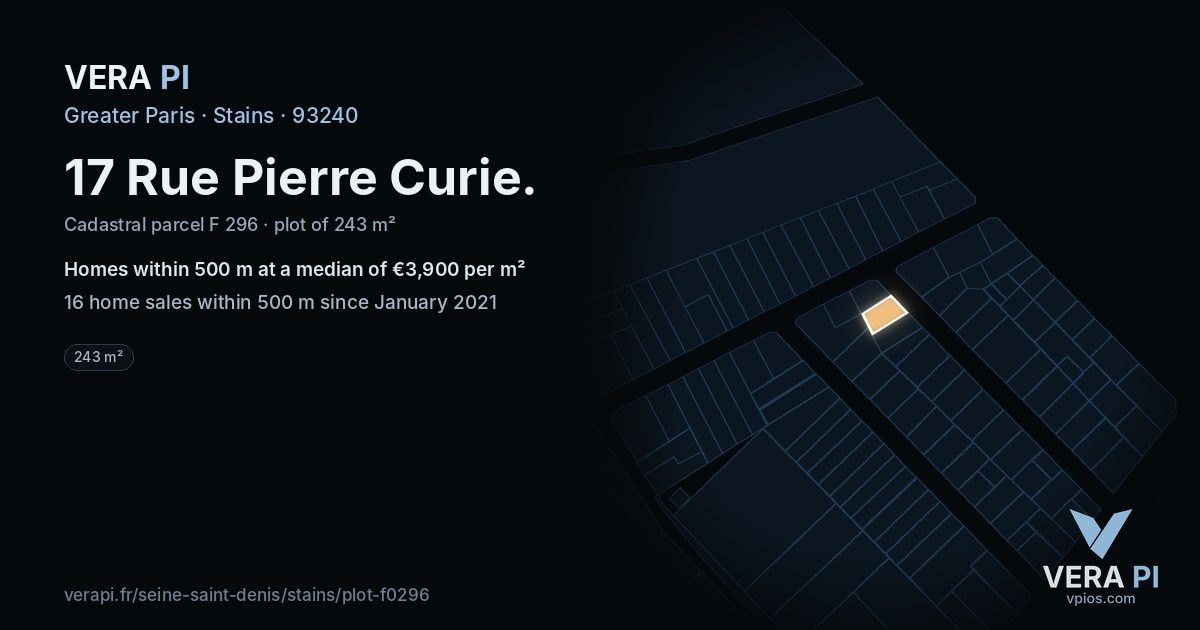 17 Rue Pierre Curie, Stains at night – the plot lit, the parcels around coloured by the prices near them
