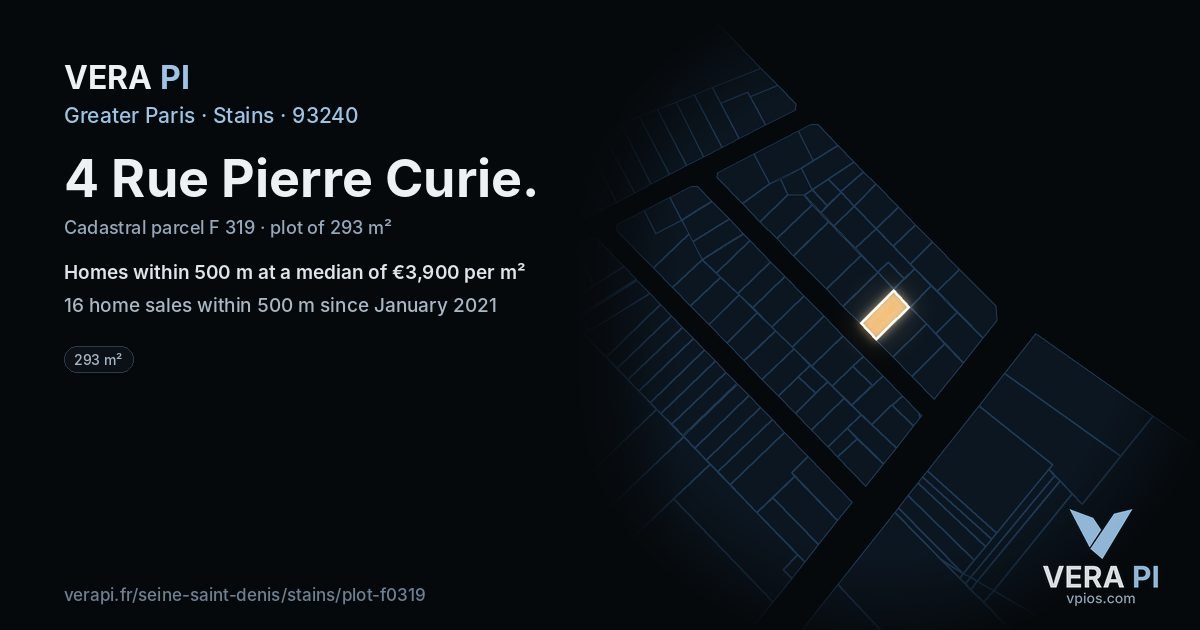 4 Rue Pierre Curie, Stains at night – the plot lit, the parcels around coloured by the prices near them