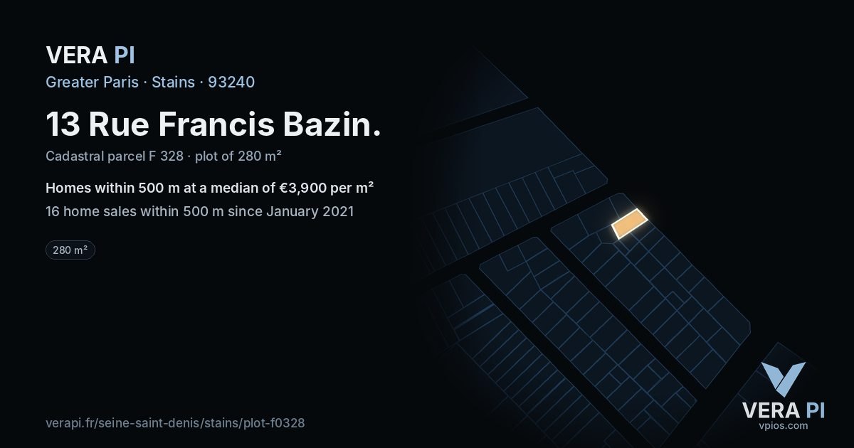 13 Rue Francis Bazin, Stains at night – the plot lit, the parcels around coloured by the prices near them