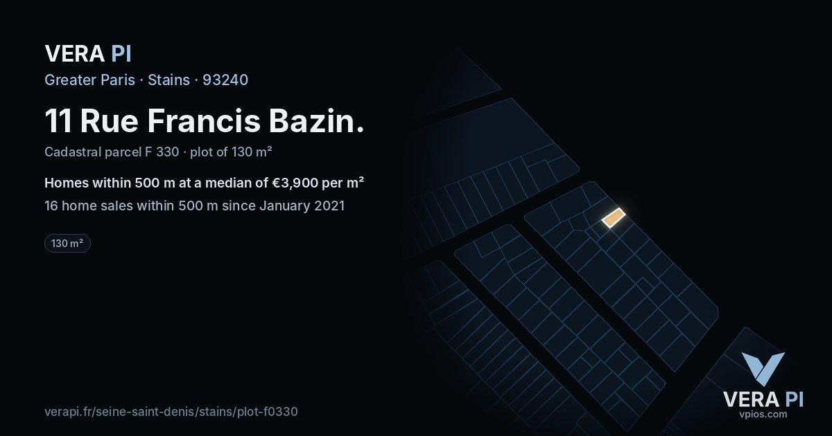11 Rue Francis Bazin, Stains at night – the plot lit, the parcels around coloured by the prices near them
