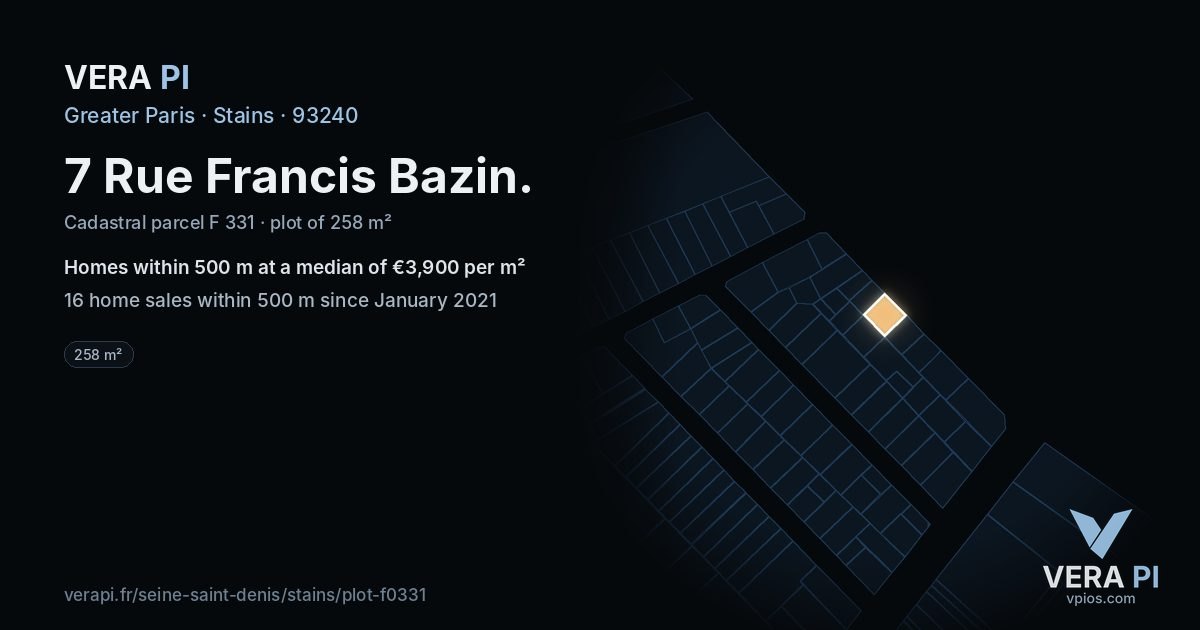 7 Rue Francis Bazin, Stains at night – the plot lit, the parcels around coloured by the prices near them