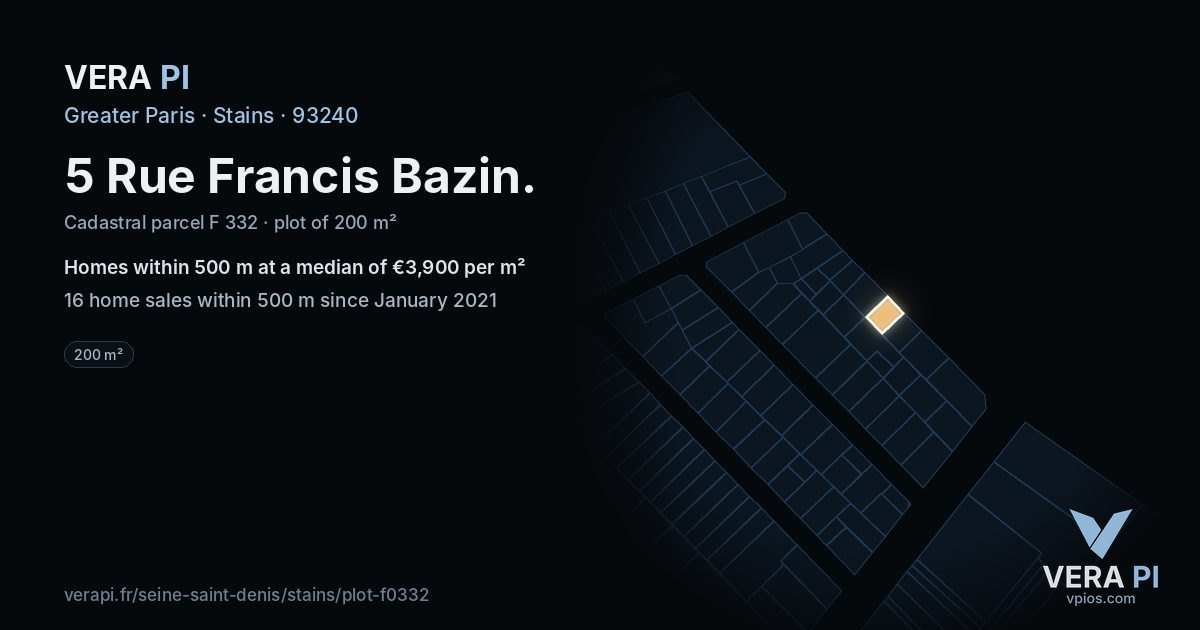 5 Rue Francis Bazin, Stains at night – the plot lit, the parcels around coloured by the prices near them