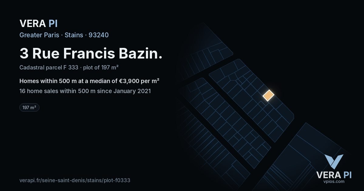 3 Rue Francis Bazin, Stains at night – the plot lit, the parcels around coloured by the prices near them