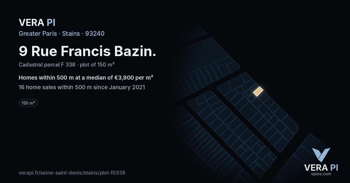 9 Rue Francis Bazin, Stains at night – the plot lit, the parcels around coloured by the prices near them
