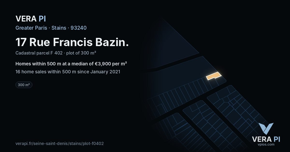 17 Rue Francis Bazin, Stains at night – the plot lit, the parcels around coloured by the prices near them