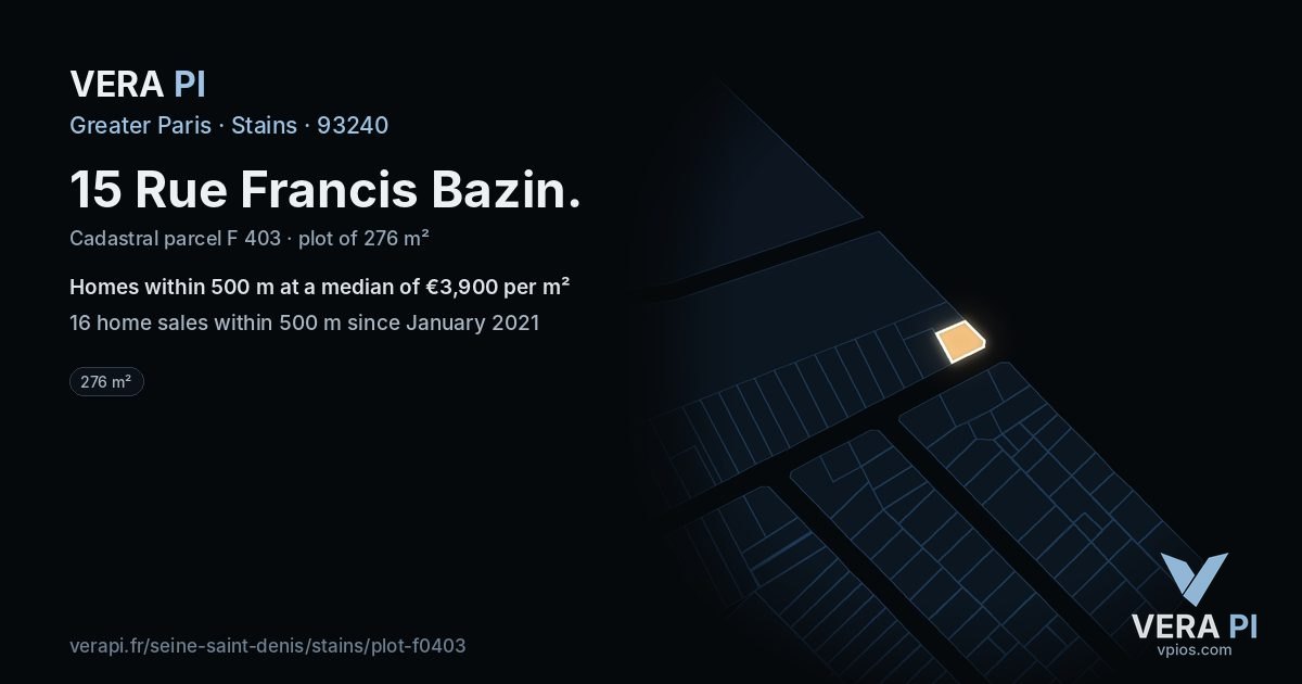 15 Rue Francis Bazin, Stains at night – the plot lit, the parcels around coloured by the prices near them