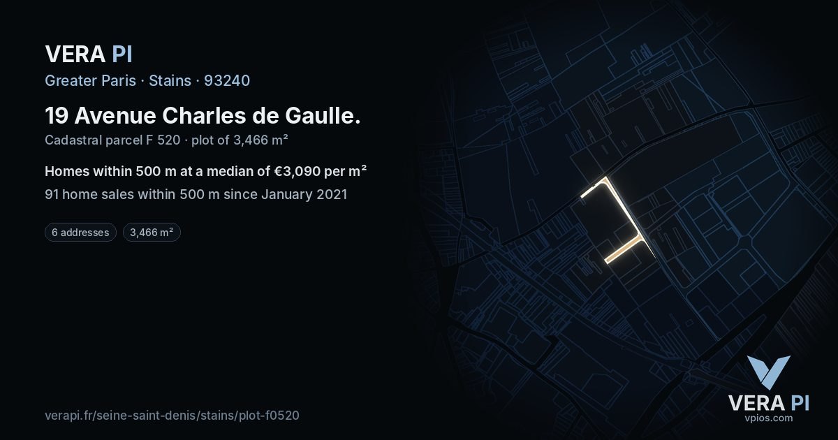 19 Avenue Charles de Gaulle, Stains at night – the plot lit, the parcels around coloured by the prices near them