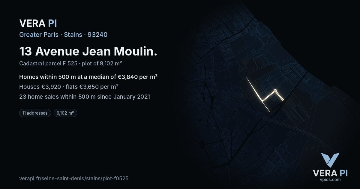 13 Avenue Jean Moulin, Stains at night – the plot lit, the parcels around coloured by the prices near them