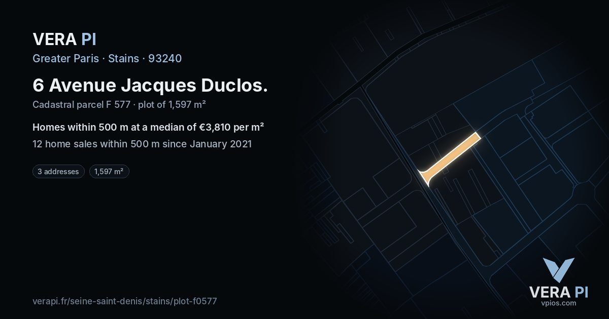 6 Avenue Jacques Duclos, Stains at night – the plot lit, the parcels around coloured by the prices near them