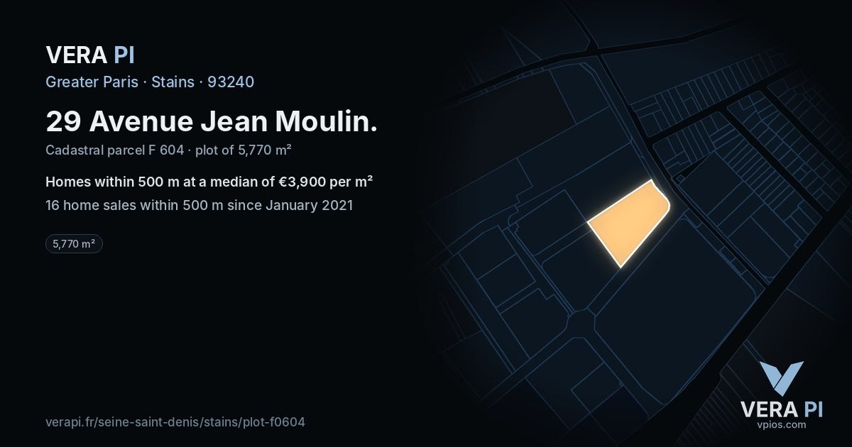 29 Avenue Jean Moulin, Stains at night – the plot lit, the parcels around coloured by the prices near them