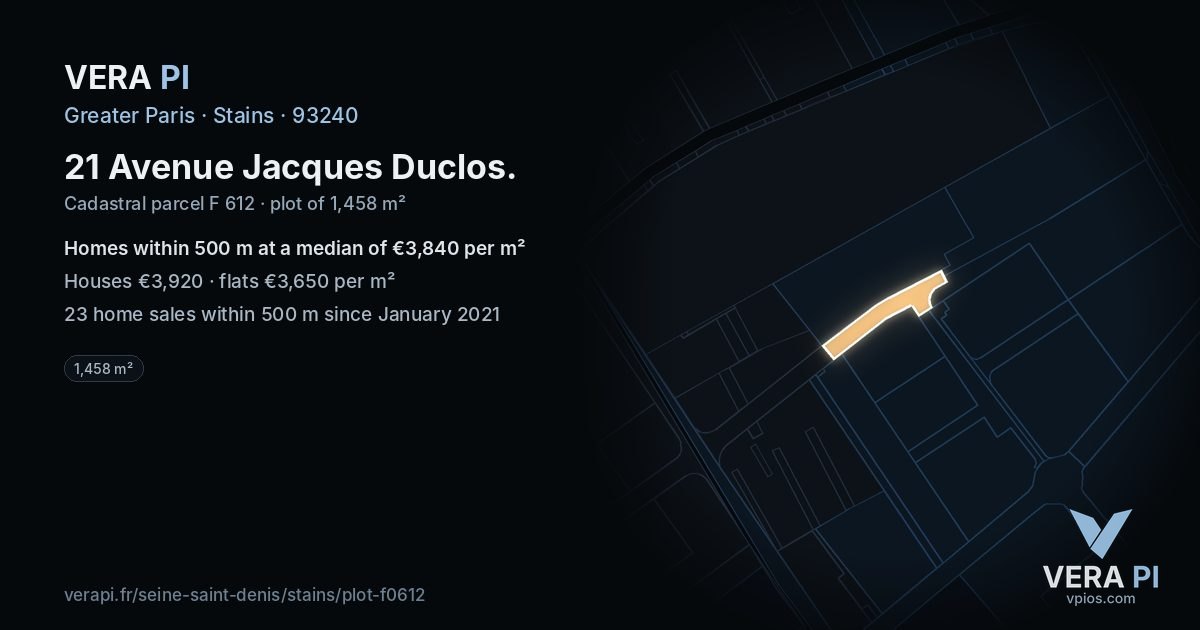 21 Avenue Jacques Duclos, Stains at night – the plot lit, the parcels around coloured by the prices near them