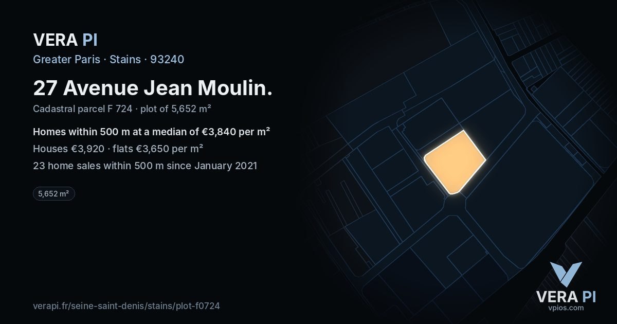 27 Avenue Jean Moulin, Stains at night – the plot lit, the parcels around coloured by the prices near them