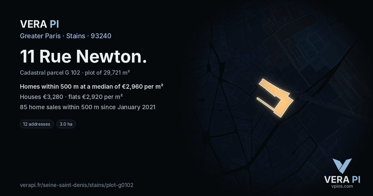 11 Rue Newton, Stains at night – the plot lit, the parcels around coloured by the prices near them