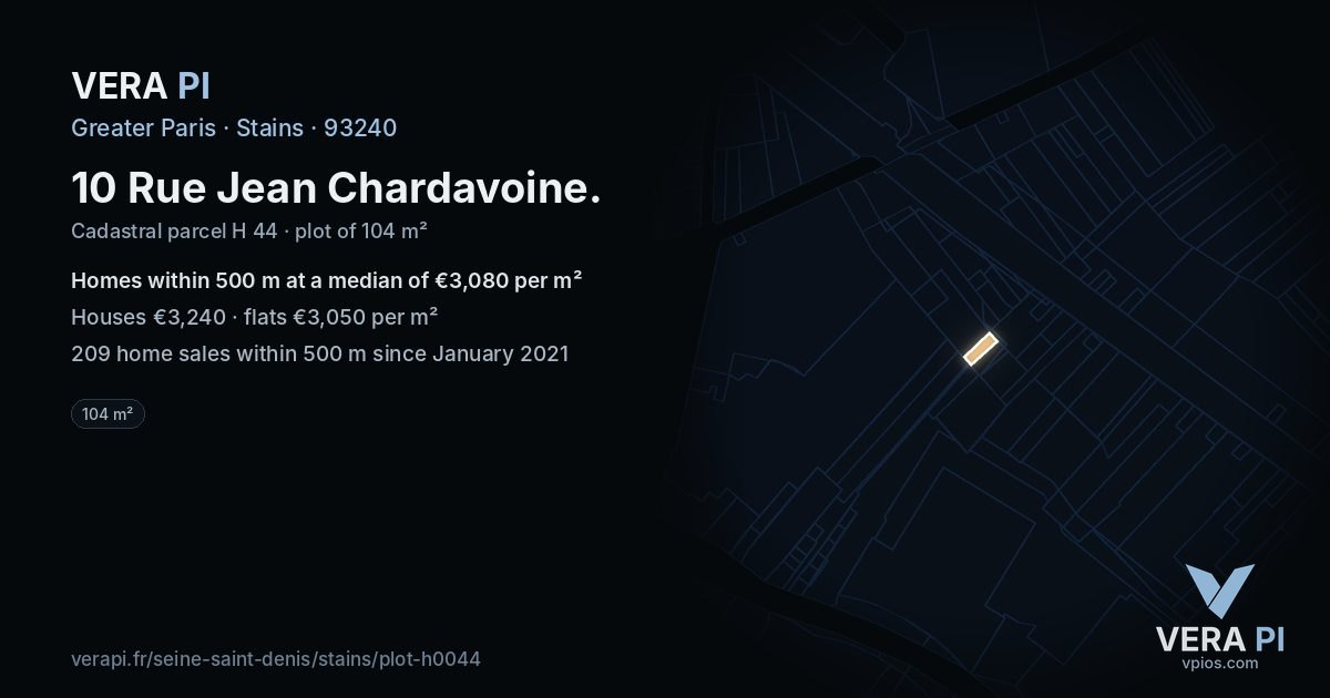 10 Rue Jean Chardavoine, Stains at night – the plot lit, the parcels around coloured by the prices near them