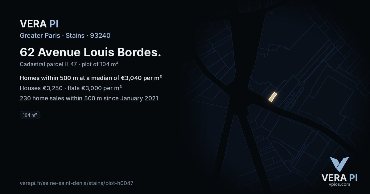 62 Avenue Louis Bordes, Stains at night – the plot lit, the parcels around coloured by the prices near them