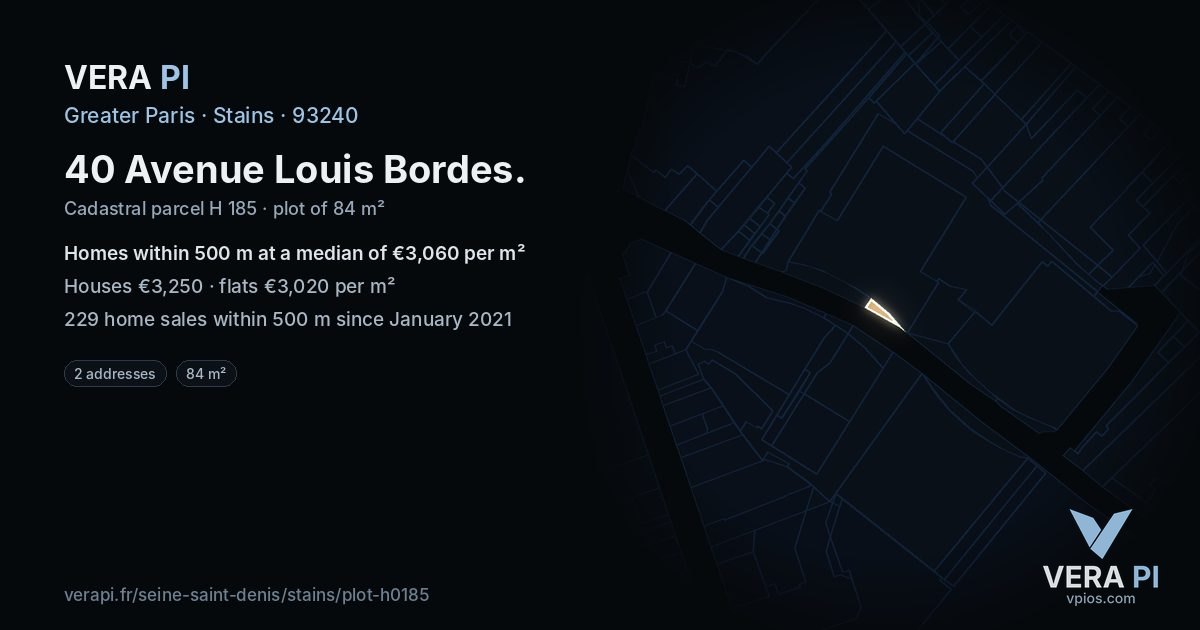 40 Avenue Louis Bordes, Stains at night – the plot lit, the parcels around coloured by the prices near them