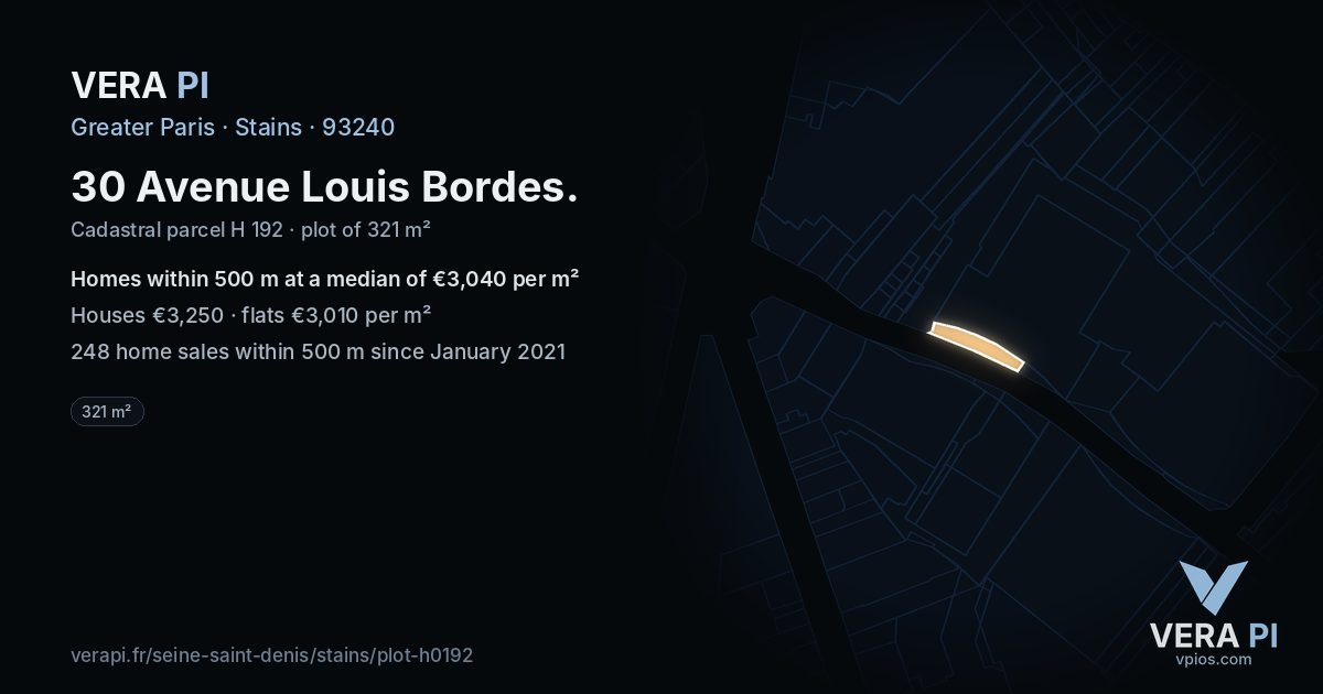 30 Avenue Louis Bordes, Stains at night – the plot lit, the parcels around coloured by the prices near them