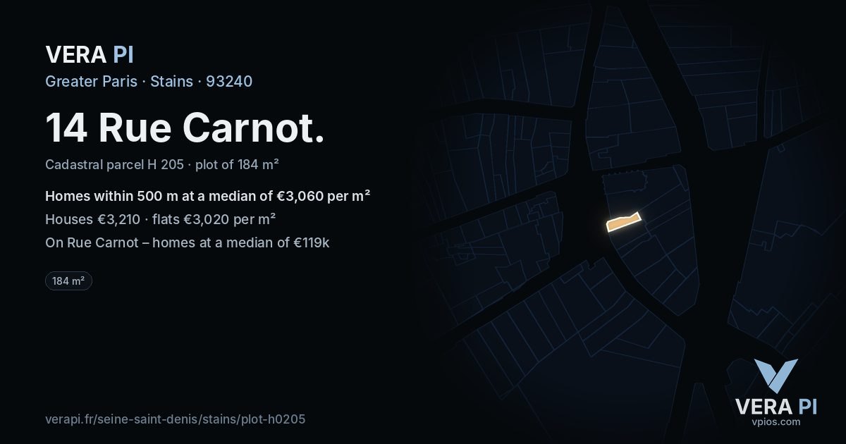 14 Rue Carnot, Stains at night – the plot lit, the parcels around coloured by the prices near them