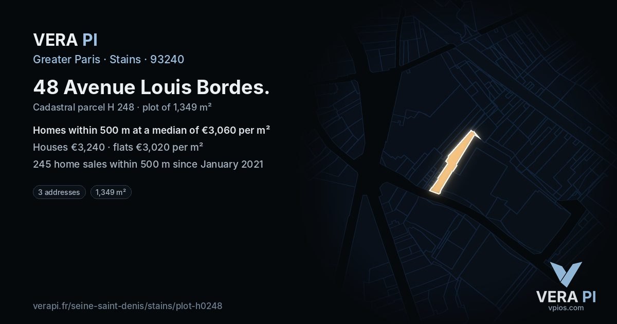 48 Avenue Louis Bordes, Stains at night – the plot lit, the parcels around coloured by the prices near them