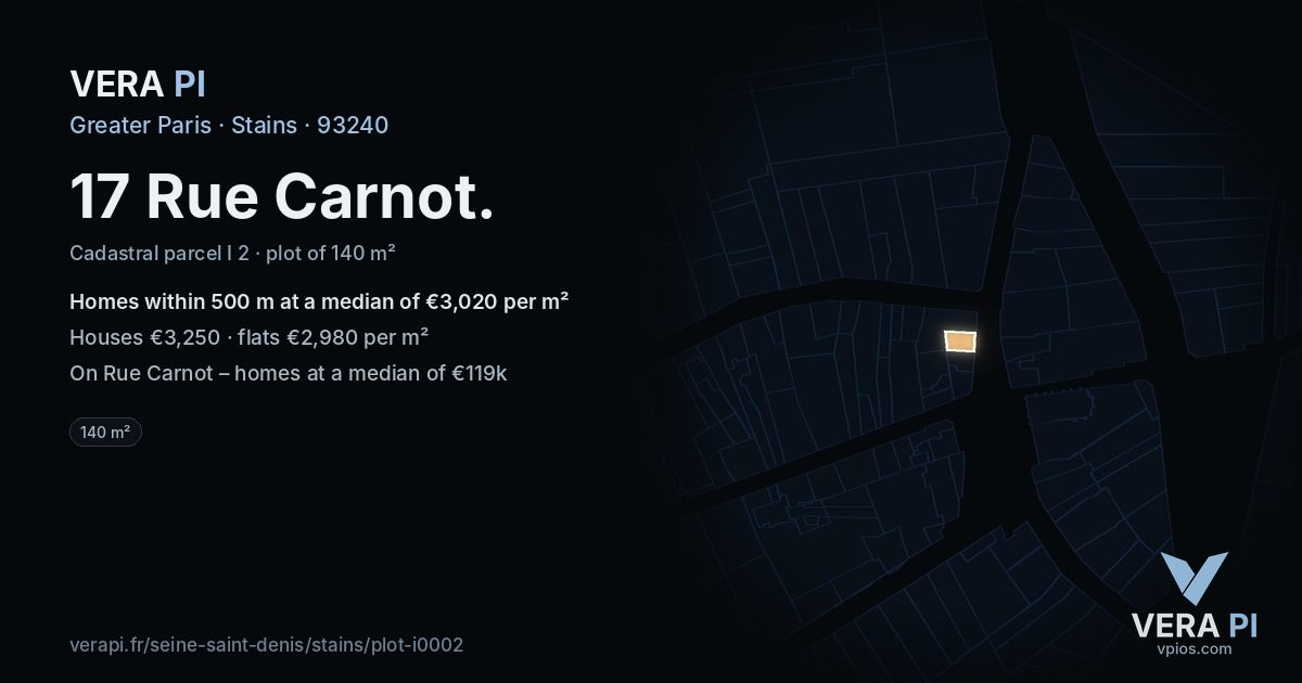 17 Rue Carnot, Stains at night – the plot lit, the parcels around coloured by the prices near them