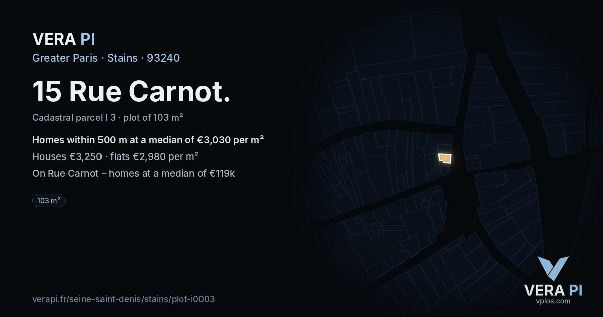 15 Rue Carnot, Stains at night – the plot lit, the parcels around coloured by the prices near them