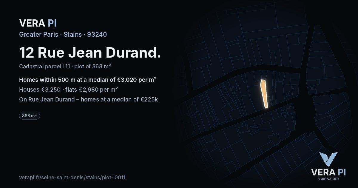 12 Rue Jean Durand, Stains at night – the plot lit, the parcels around coloured by the prices near them