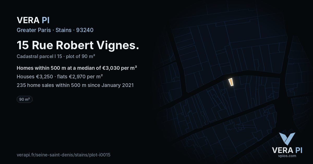 15 Rue Robert Vignes, Stains at night – the plot lit, the parcels around coloured by the prices near them