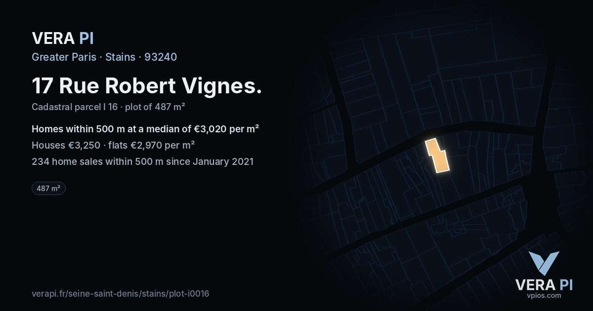 17 Rue Robert Vignes, Stains at night – the plot lit, the parcels around coloured by the prices near them