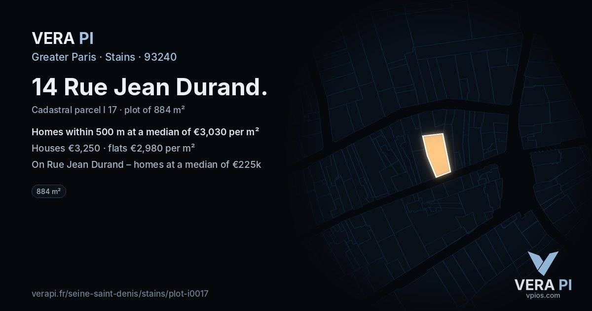 14 Rue Jean Durand, Stains at night – the plot lit, the parcels around coloured by the prices near them