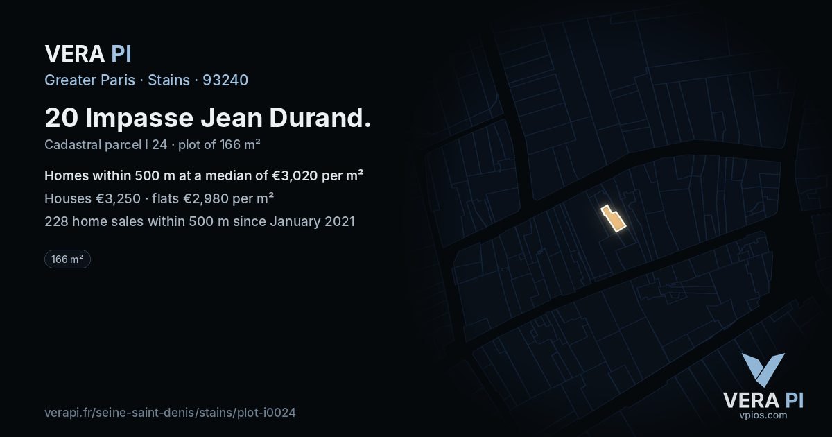 20 Impasse Jean Durand, Stains at night – the plot lit, the parcels around coloured by the prices near them