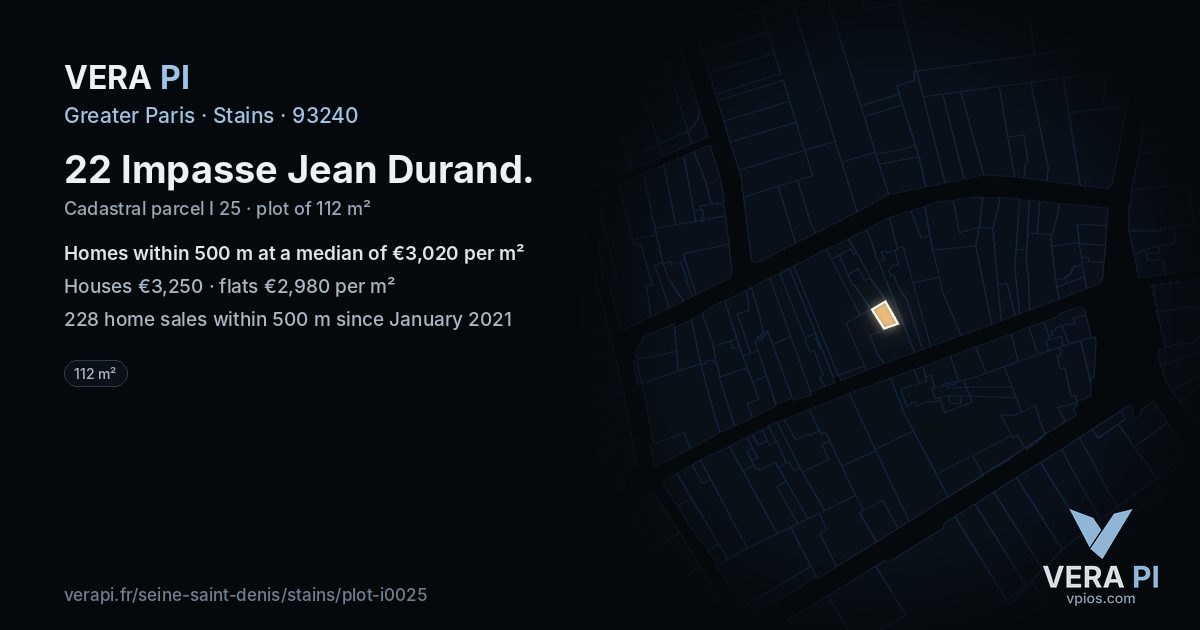 22 Impasse Jean Durand, Stains at night – the plot lit, the parcels around coloured by the prices near them